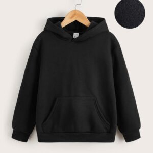 سويت شيرت SHEIN Tween للأولاد للربيع والخريف كاجوال بأكمام طويلة وغطاء للرأس مع جيب الكنغر وبطانة من الصوف