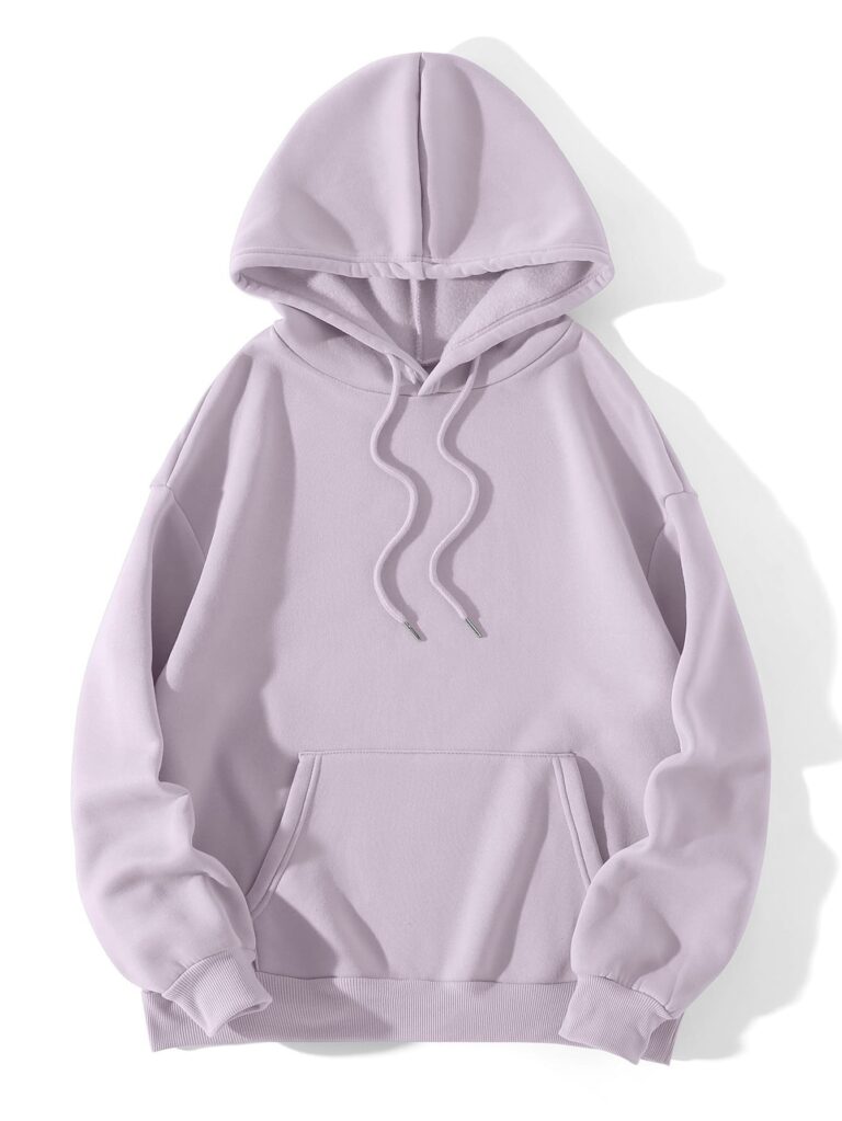SHEIN EZwear هودي بجيب الكنغر وأكتاف منسدلة