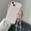 غطاء هاتف شفاف مزود بحلية هاتف ومرايا قابلة للطي وحزام للعنق IPhone 11