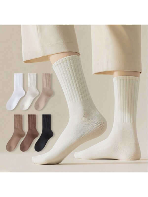 6pairs Solid Women Crew socks