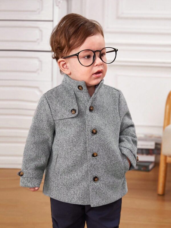 ذو التصميم الكلاسيكي و اللون المختلط  فضفاض ودافئ SHEIN Baby Boy معطف