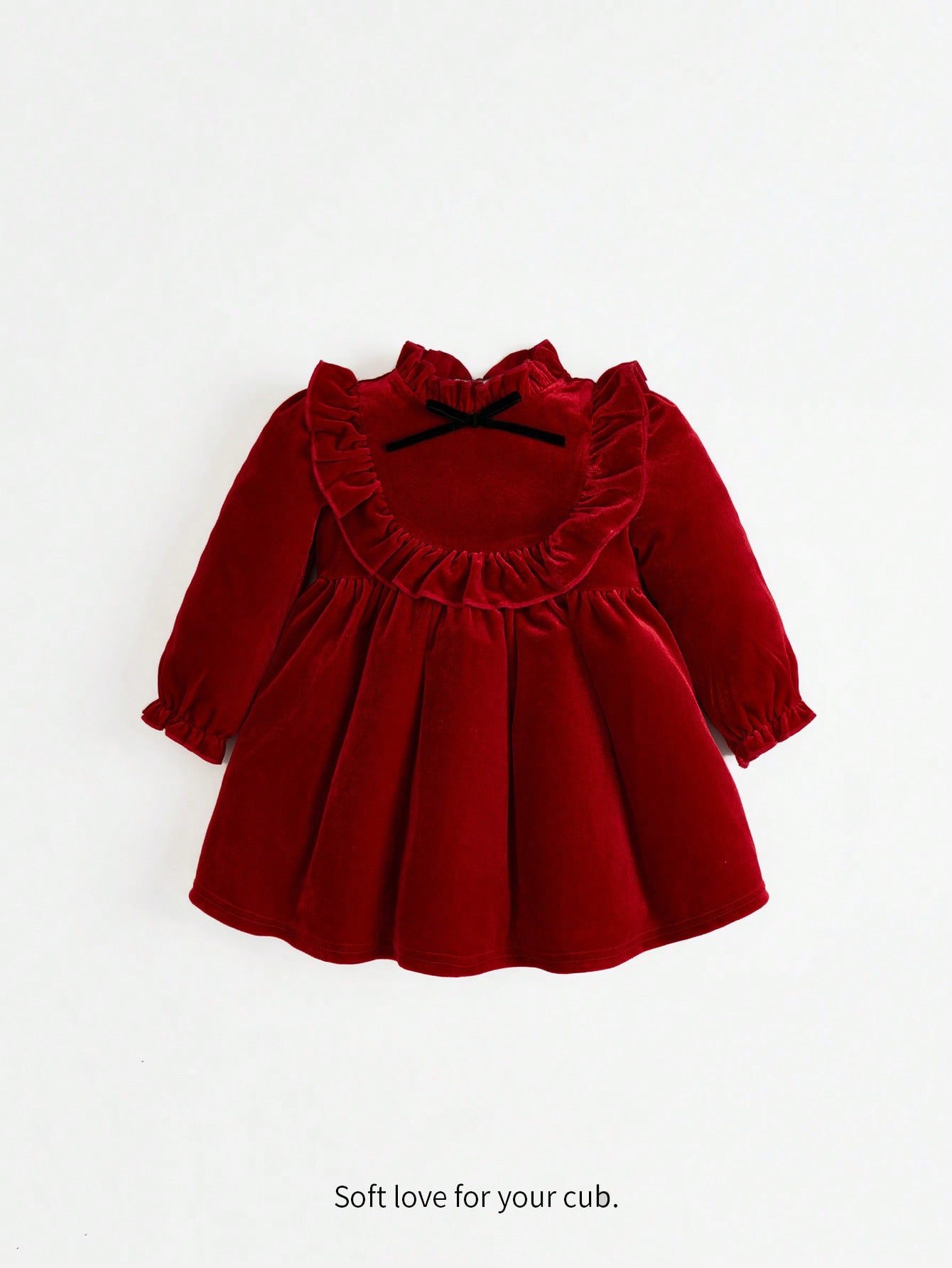 1689821674a94953bdf9be931426f848bfa2233a43 (18-24M)فستان مريح للفتيات الصغيرات بتصميم كوري مخملي مزين