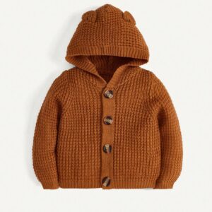 (18-24M)  Cozy Cub سترة صوفية بغطاء للرأس للفتيات الصغيرات من