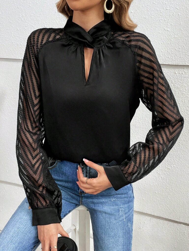 SHEIN Frenchy بلوزة كاجوال باكمام شيفون من
