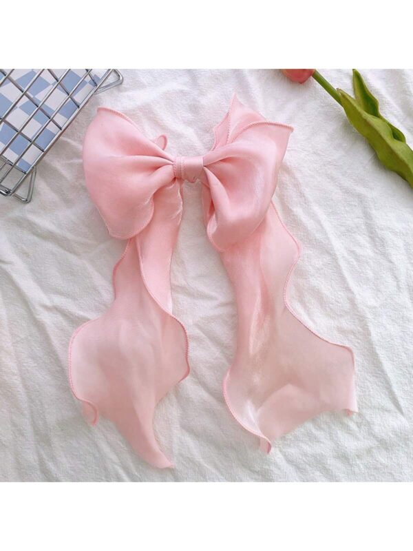 Mesh Ribbon Bowknot Hair Clip With Streamers For Girls