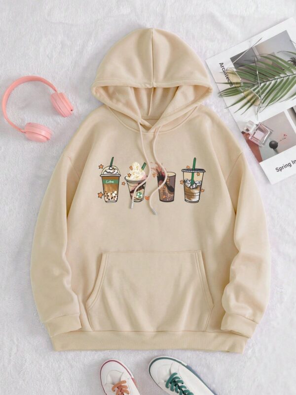 SHEIN EZwear Plus هودي ببطانة حرارية وجيب الكنغر وجيب الكنغر ورباط