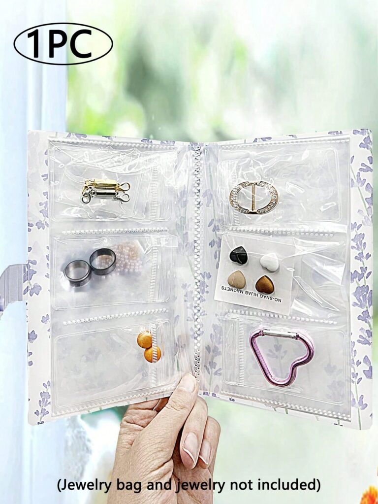ألبوم تخزين المجوهرات المحمول، كتاب تخزين المجوهرات الشفاف، متعدد الأغراض قابل للطي مع جيوب وأقراط ألبوم السفر، احتفظ بأقراطك وخواتمك وأكثر أمانًا ضد الغبار ومضاد للأكسدة في منظم مناسب للسفر!