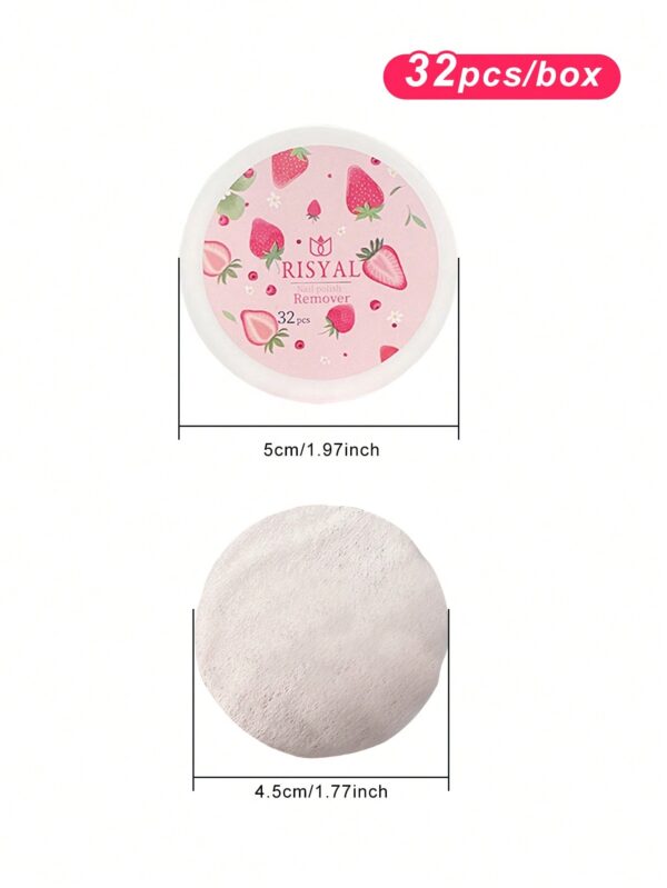⁦1box 32pcs Disposable Nail Polish Remover Pads, Non-damaging, Fruity Scented Nail Cleaning Wipes⁩ - الصورة ⁦4⁩