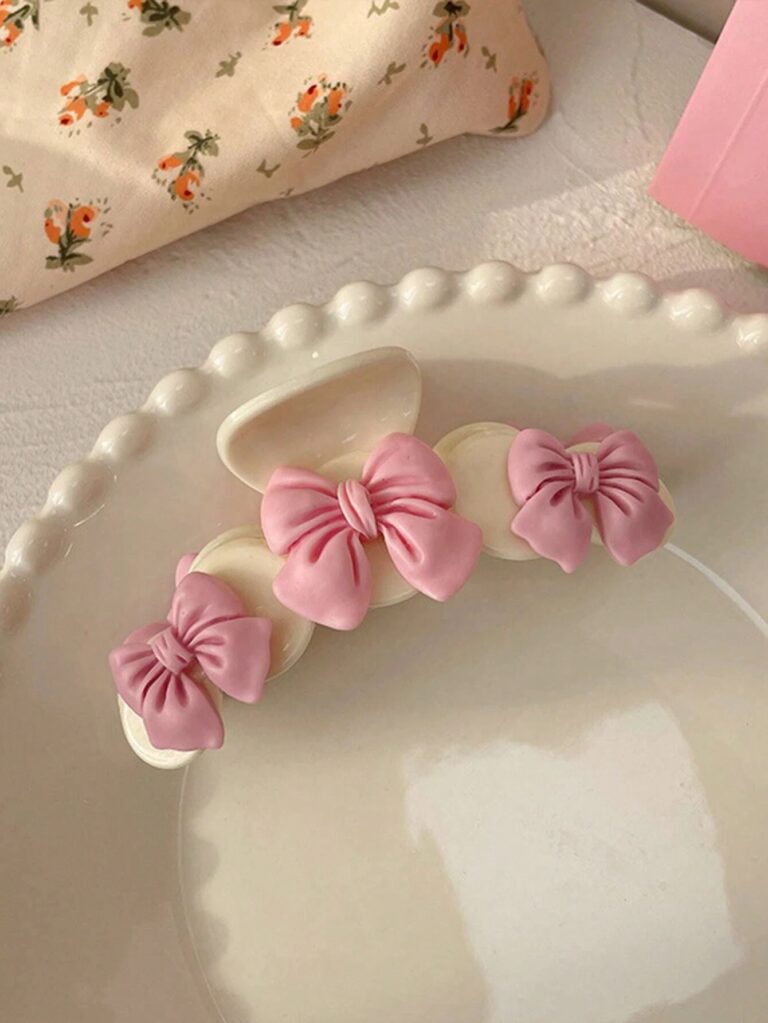مشبك شعر مزخرف بكشاكش وردية مع تصميم كريم لطيف وحلو، مناسب للكليات، الاستخدام اليومي والكاجوال